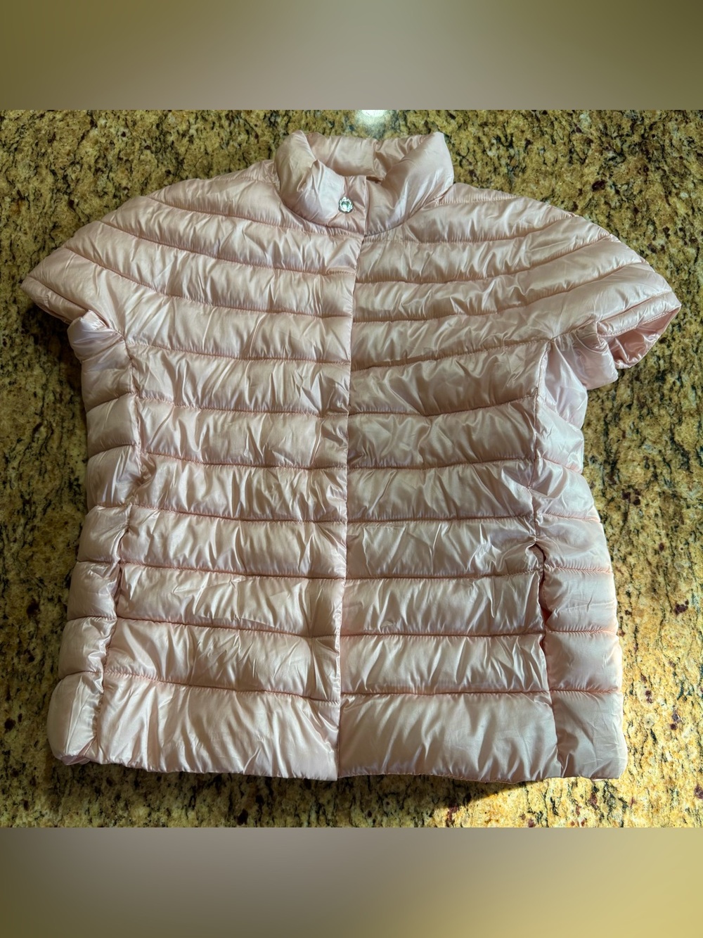 ❤️ Calvin Klein Medium Pink Short Sleeve Quilted Packable Puffer Vest Jacket (B5
